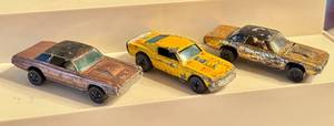 lot 174 image: Lot of 3 Vintage Hot Wheels Diecast Cars - 2 Custom T-Birds and 1 Mustang Stocker