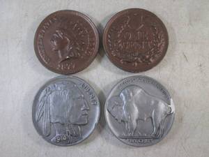 lot 179 image: (FS) 4pc Vintage Ceramic Coin Wall ...