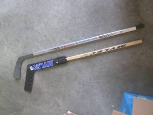 lot 193 image: (F-1) 2 Hockey Sticks - Mylec Goali...