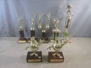 lot 200 image: (BS) Assorted Vintage Sports Trophi...
