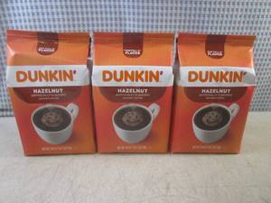 lot 249 image: (B-3) 3 Bags of Dunkin Hazelnut Gr...