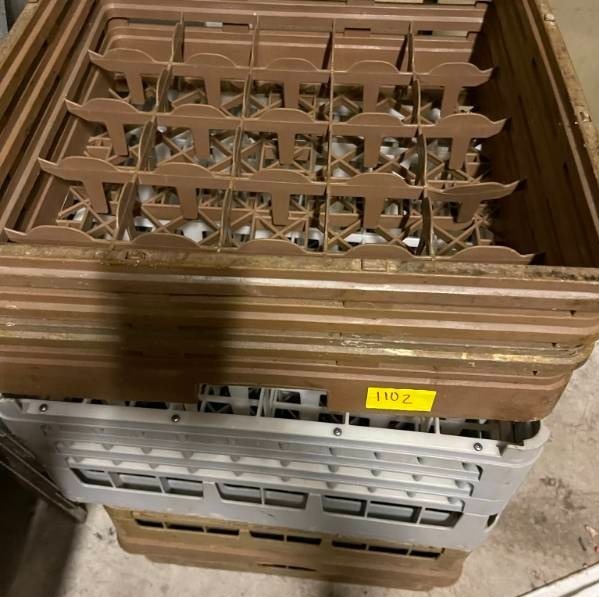 lot 1102 image: lot of commercial dishwashing racks