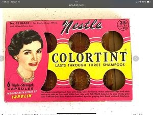 lot 93 image: Vintage box of 6 vials of Nestle black hair die