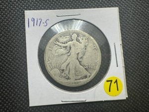 lot 71 image: Better Date 1917-S Reverse Walking Liberty Silver Half Dollar