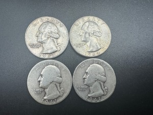 lot 73 image: Four 90% Silver Washington Quarters