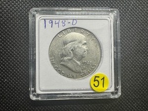 lot 51 image: 1948-D Silver Franklin Half Dollar