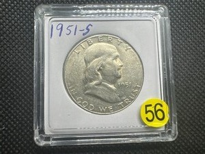 lot 56 image: 1951-S Silver Franklin Half Dollar