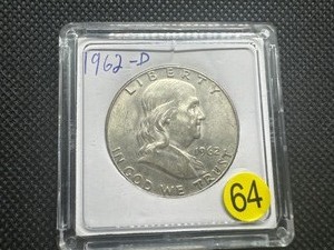 lot 64 image: 1962-D Silver Franklin Half Dollar