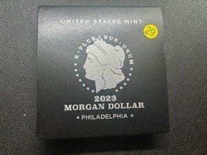 lot 29 image: 2023 Uncirculated Philadelphia Morgan Silver Dollar in Original Mint Package with COA