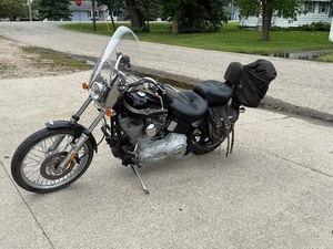 2003 Harley Davidson Soft Tail Standard Anniversary Edition with Lift, Helmets, Saddle Bags & Cover