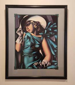 lot 44 image: Young Girl In Green by Tamara De Lempica Art Deco Re-Print