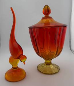 lot 14 image: L.E. Smith Compote & Viking Bird Broken Tail