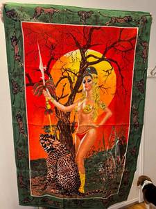 lot 23 image: Warrior Woman Tapestry Vintage