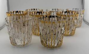 lot 28 image: Imperial Glass Co. Bamboo 22K Low Ball Glasses Set of 8