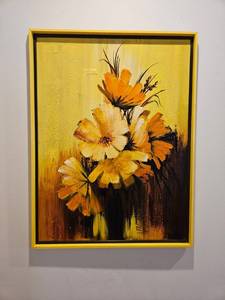 lot 58 image: Vintage Yellow Floral Art XL 42.5 x 32.5