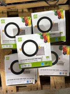 lot 33 image: Lot of 5 LED Round Recessed Mini Panels