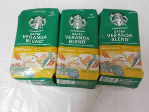 lot 108 image: 3 bags Starbucks Decaf 12 oz Verand...