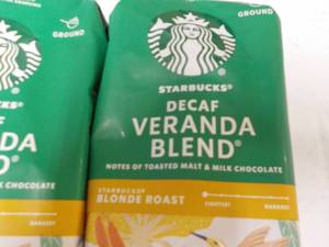 lot 111 image: 3 bags Starbucks Decaf 12 oz Verand...