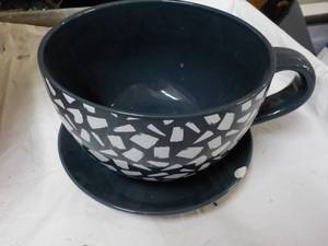 lot 244 image: Belavi Navy Flair Tea Cups Planter...
