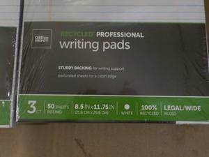 lot 84 image: 4 Office Depot Writing Pads 3 ct 50...