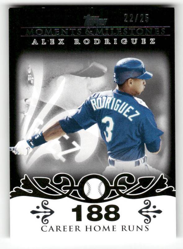lot 198 image: 2008 Topps Moments & Milestones Alex Rodriguez Card #1 Serial #d 2225