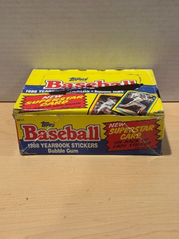lot 285 image: 1988 Topps Baseball Yearbook Stickers Box - 48 Packs