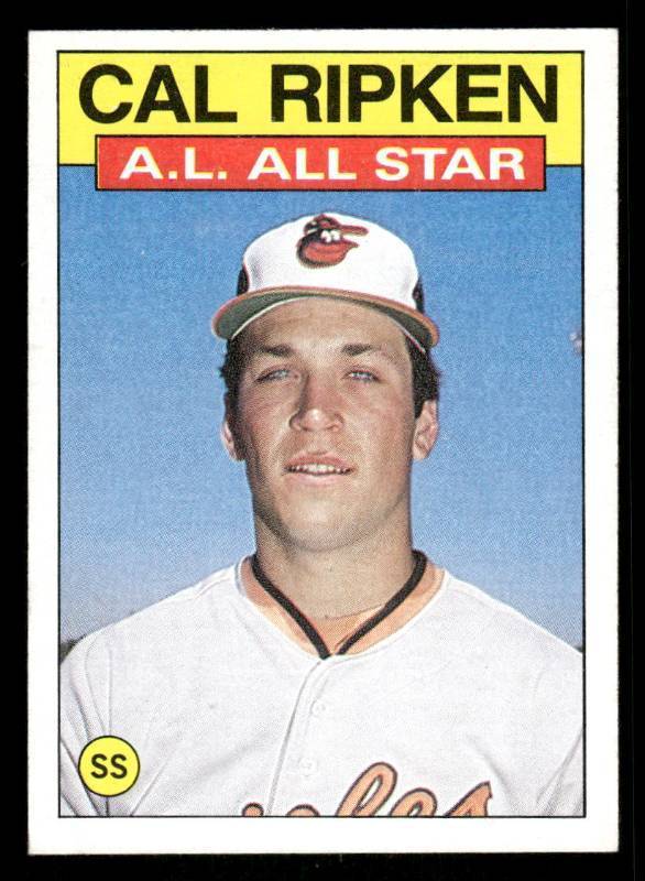 lot 42 image: 1986 Topps Cal Ripken Baseball Card #715