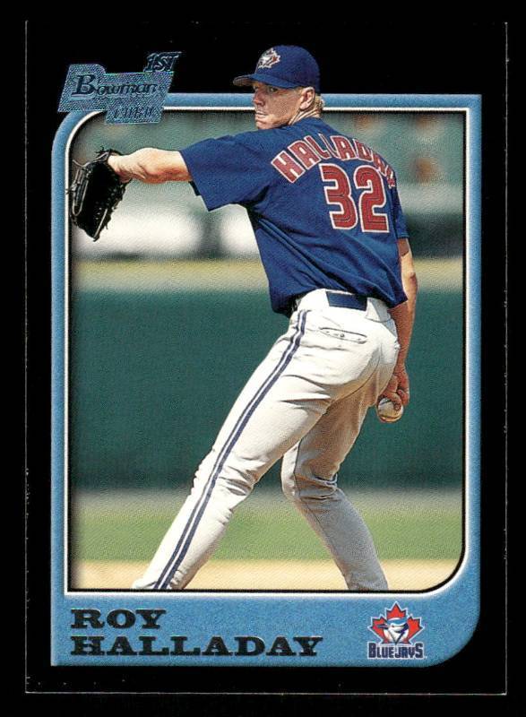 lot 9 image: 1997 Bowman Roy Halladay Rookie Baseball Card #308