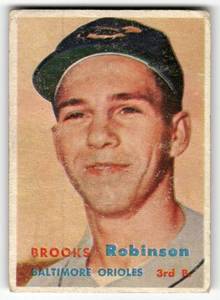 lot 15 image: 1957 Topps Vintage Card Brooks Robinson Rookie #328