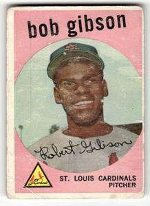 lot 17 image: 1959 Topps Vintage Card Bob Gibson Rookie #514
