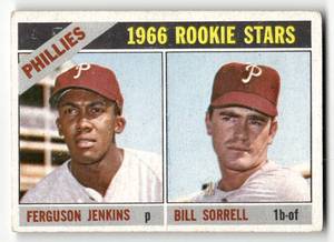 lot 28 image: 1966 Topps Vintage Card Ferguson Jenkins Rookie #254
