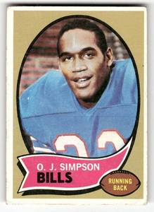 lot 49 image: 1970 Topps Vintage Card O.J. Simpson Rookie #90