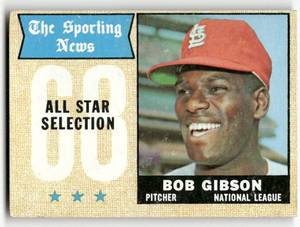 lot 54 image: 1968 Topps Vintage Card Bob Gibson #378