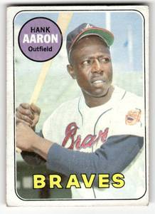 lot 63 image: 1969 Topps Vintage Card Hank Aaron #100