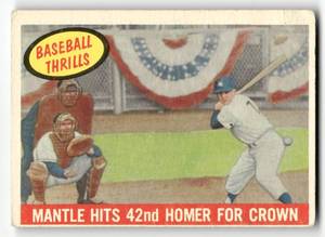 lot 71 image: 1959 Topps Vintage Card Mickey Mantle #461