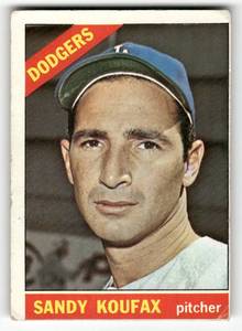lot 75 image: 1966 Topps Vintage Card Sandy Koufax #100