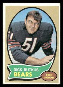 lot 92 image: 1970 Topps Vintage Card Dick Butkus #190