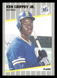 lot 163 image: 1989 Fleer Ken Griffey Jr. Rookie Card #548