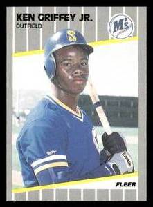 lot 166 image: 1989 Fleer Ken Griffey Jr. Rookie Card #166