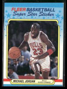 lot 229 image: 1988 Fleer Basketball Sticker Michael Jordan #7