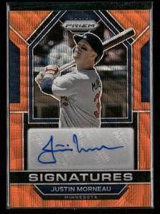 lot 236 image: 2023 Prizm Orange Signatures Justin Morneau Serial #1750