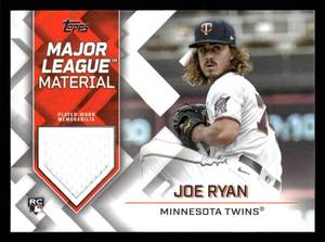 lot 254 image: 2022 Topps Major League Material Jersey Card Joe Ryan Rookie