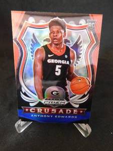 lot 208 image: 2020 Prizm Draft Red Black & Blue Prizm Anthony Edwards Rookie Card #81