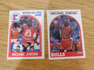 lot 267 image: 1989 NBA Hoops Michael Jordan Base & All-Star Cards