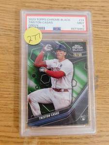 lot 277 image: PSA 9 2023 Topps Chrome Black Green Triston Casas Rookie #24 Serial #2099