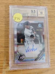 lot 279 image: BGS 9.5 Gem Mint 10 Autograph 2019 Bowman Chrome Refractor Victor Victor Mesa Rookie Card Serial #383499