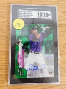 lot 281 image: SGC 10 Gem Mint 10 Autograph 2020 Topps Chrome Green Refractor Sam Hilliard Rookie Card Serial #7599