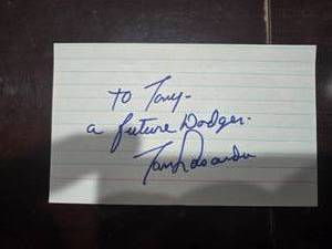 lot 193 image: Tom Lasorda Autographed Index Card