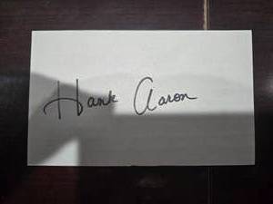 lot 196 image: Hank Aaron Autographed Index Card