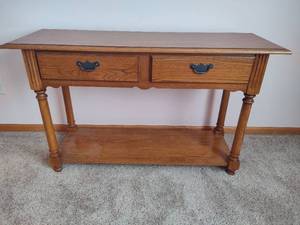 lot 37 image: Solid Oak SofaEntry Table